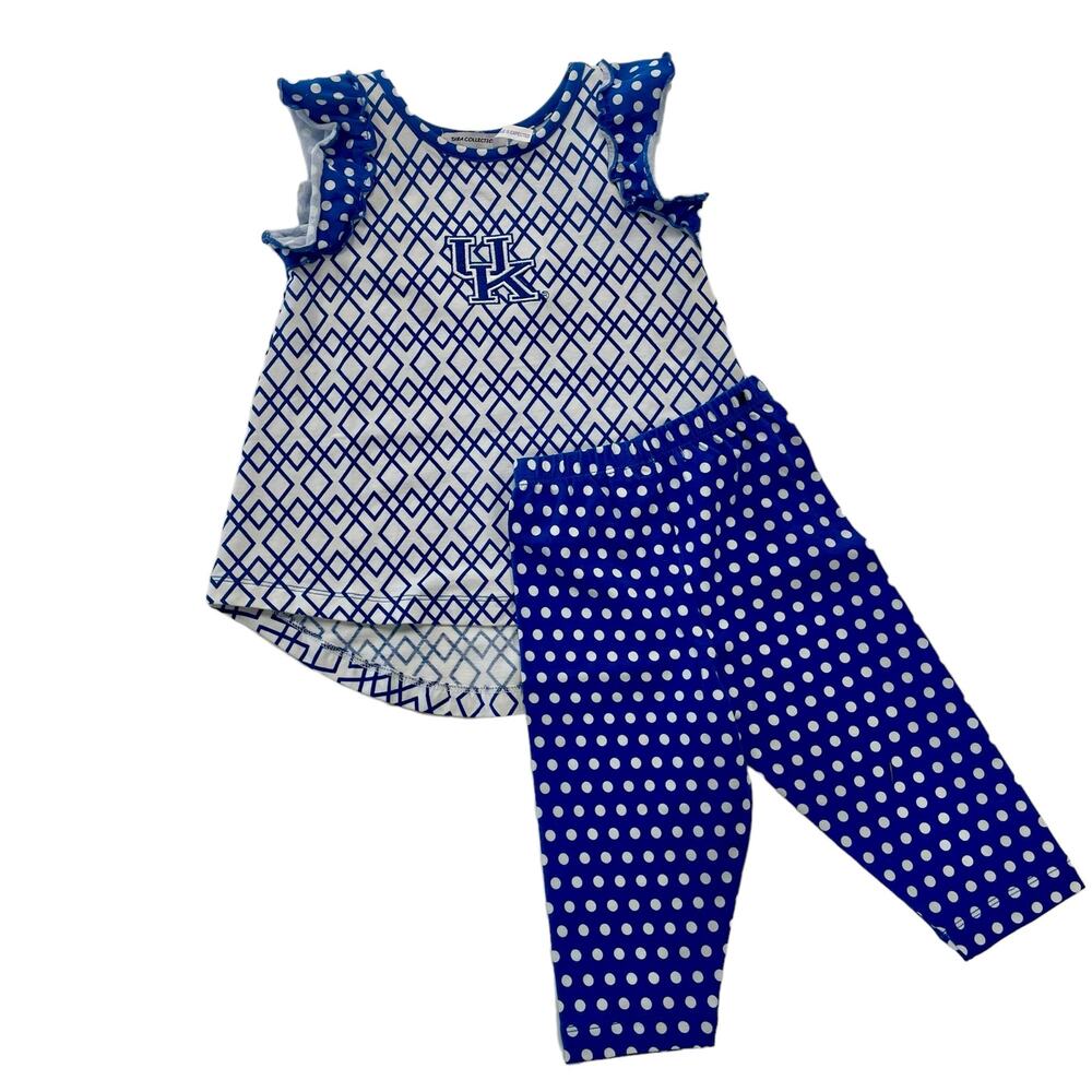 NWT Tara Collection Girls Blue & White Kentucky High Low Tunic Legging Set 3